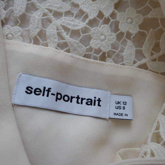 Self Portrait Cream Rose Lace Mini Dress - Picture 12 of 12